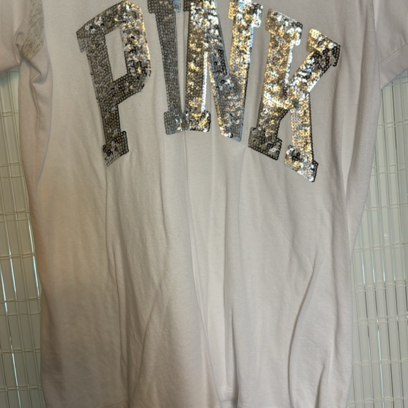 Pink t-shirt white gray silver large - Picture 3 of 4